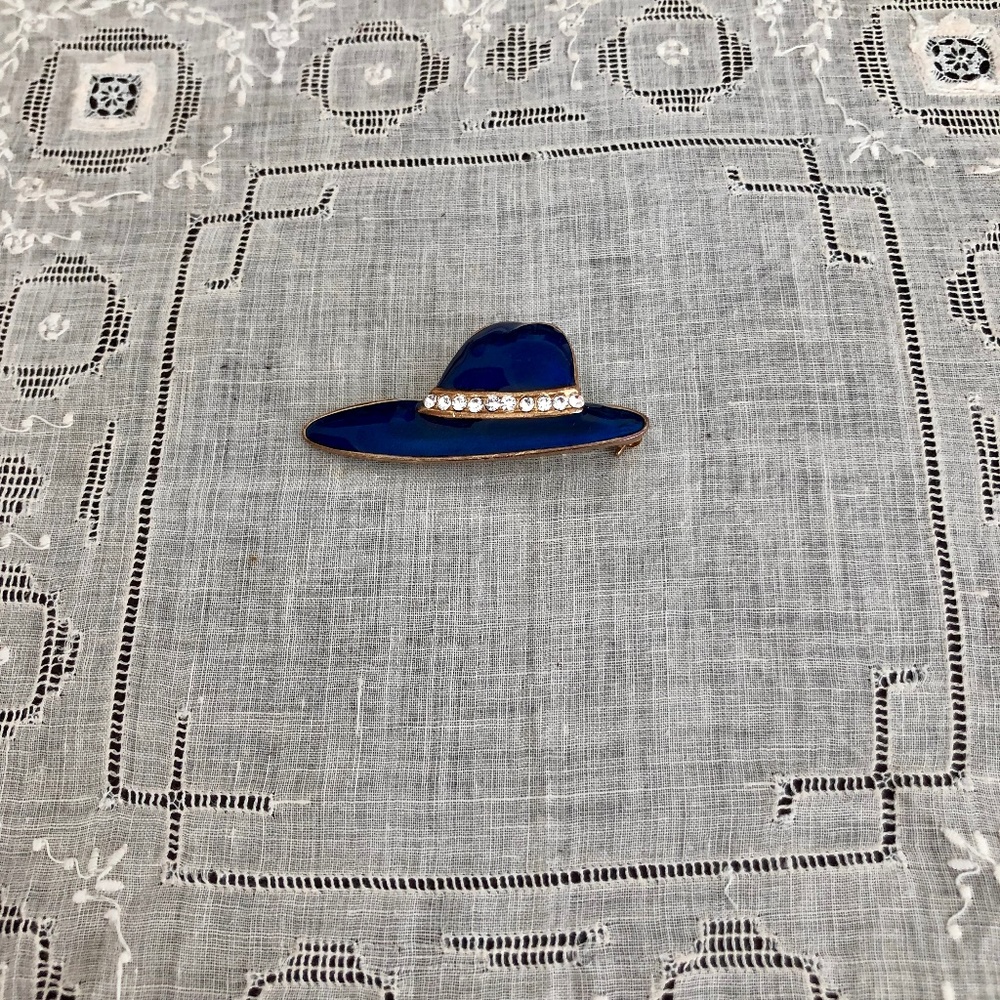 Vintage Enamel Hat Brooch